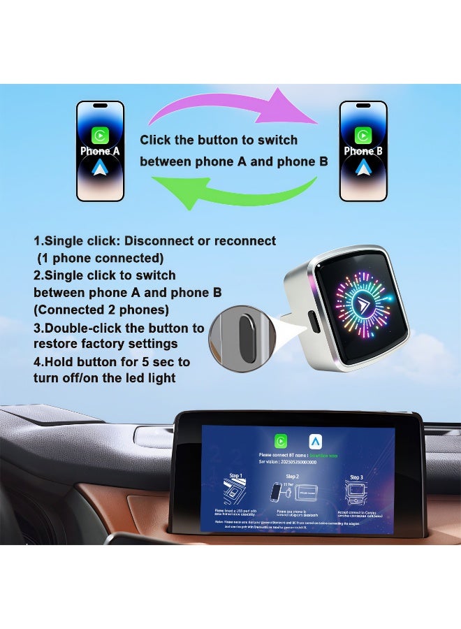2026 جديد، محول CarPlay اللاسلكي - إصدار ميني، من السلكي إلى اللاسلكي للسيارات الأصلية. محول ثنائي الوضع للسلكي CarPlay/أندرويد أوتو، يعمل مباشرة بدون إعدادات، تحديث لاسلكي (FOTA) للهواتف Apple iPhone iOS 12 وأندرويد 11 فما فوق. - Image 3