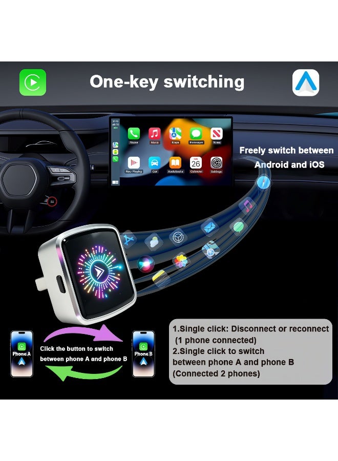 2026 جديد، محول CarPlay اللاسلكي - إصدار ميني، من السلكي إلى اللاسلكي للسيارات الأصلية. محول ثنائي الوضع للسلكي CarPlay/أندرويد أوتو، يعمل مباشرة بدون إعدادات، تحديث لاسلكي (FOTA) للهواتف Apple iPhone iOS 12 وأندرويد 11 فما فوق. - Image 5