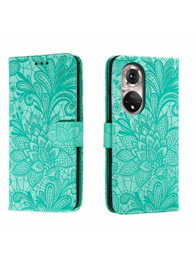 S-TOP Case For Honor 50 Pro Lace Flower Embossing Flip Leather Phone Case - Image 1
