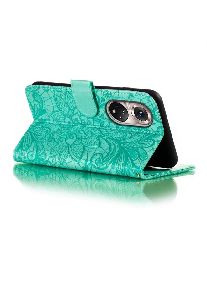 S-TOP Case For Honor 50 Pro Lace Flower Embossing Flip Leather Phone Case - Image 5