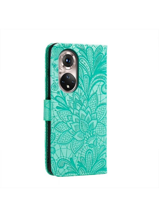 S-TOP Case For Honor 50 Pro Lace Flower Embossing Flip Leather Phone Case - Image 3