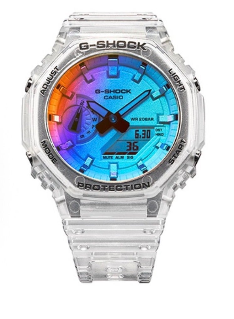 كاسيو الرياضة الثماني الزوايا للماء ساعة مضادة للصدمة GA-2100 أبيض أزرق أرجواني البرتقالي - Image 1