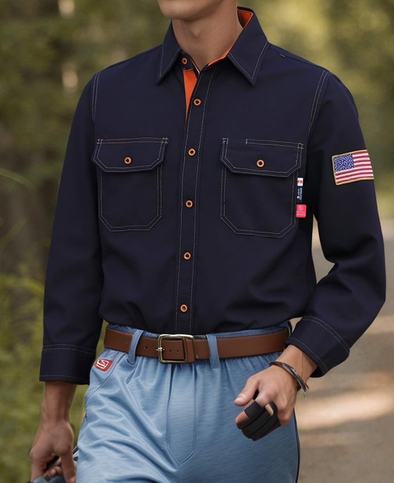 BOCOMAL FR Shirts for Men Flame Resistant Light Weight NFPA2112 Fire Retardant Welding Shirt Water & Oil Repellent Finish - Image 2