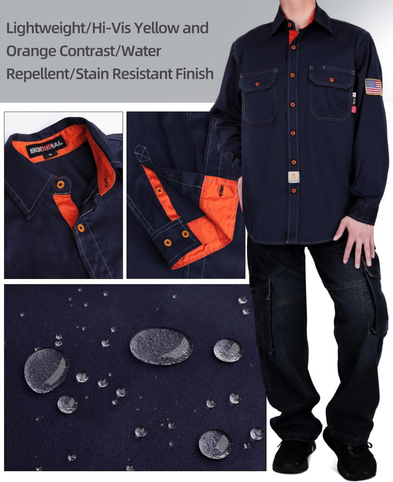 BOCOMAL FR Shirts for Men Flame Resistant Light Weight NFPA2112 Fire Retardant Welding Shirt Water & Oil Repellent Finish - Image 3