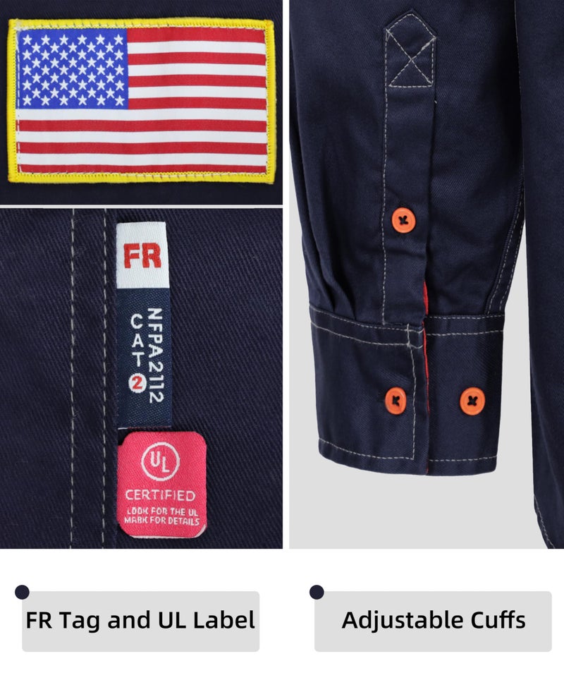BOCOMAL FR Shirts for Men Flame Resistant Light Weight NFPA2112 Fire Retardant Welding Shirt Water & Oil Repellent Finish - Image 4