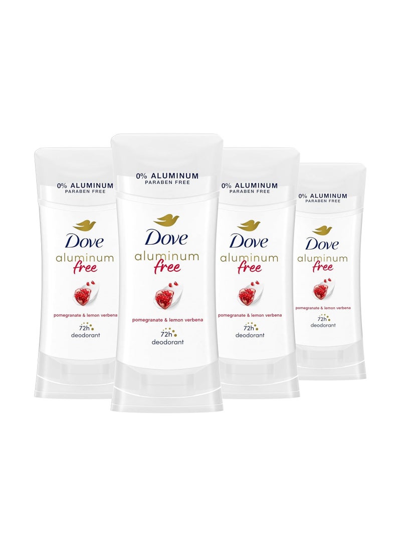 مزيل عرق دوف 0% ألومنيوم، حماية من الروائح تدوم 24 ساعة، برائحة الرمان والليمون، مع ربع مرطبات و0% كحول، 2.6 أونصة، 4 قطع