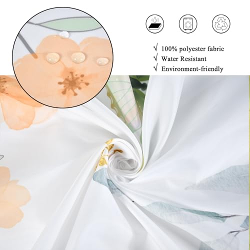 Caheansi Spring Shower Curtain, Colorful Flower Hummingbirds Butterflies Green Watercolor Leaf Botanical Bathroom Curtain Waterproof Fabric Machine Washable with Hooks, 72" Wx72 L - Image 4