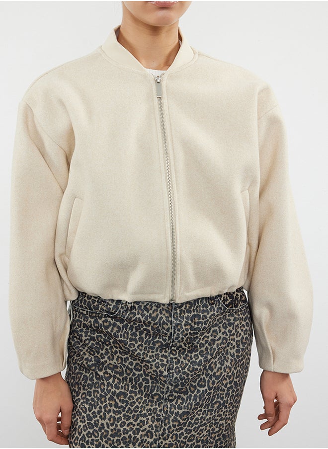 trendyol Stone Oversize Stamp Bomber Jacket Coat TWOAW25MO00053  - Image 5
