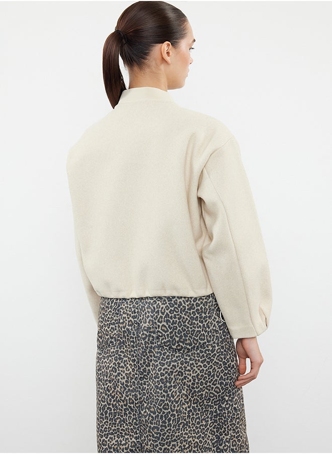 trendyol Stone Oversize Stamp Bomber Jacket Coat TWOAW25MO00053  - Image 4