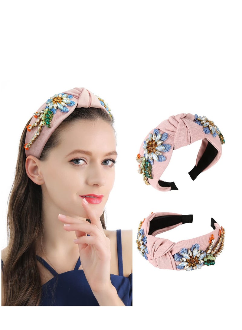 نيبمينينت Rhinestone Crystal Headband For Women Handmade Jewelry Girls Hair Accessories Diamond Fashion Headbands Girl Beaded Glitter Flower Hairbands - Image 1