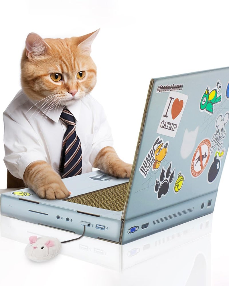 Suck UK | Cat Laptop | Cat Scratching Board | Cardboard Scratchers | Scratch Pad & Kitten Scratching Mat | Funny Furniture | Interactive Toy & Kitten Toys Gifts Cats - Image 1