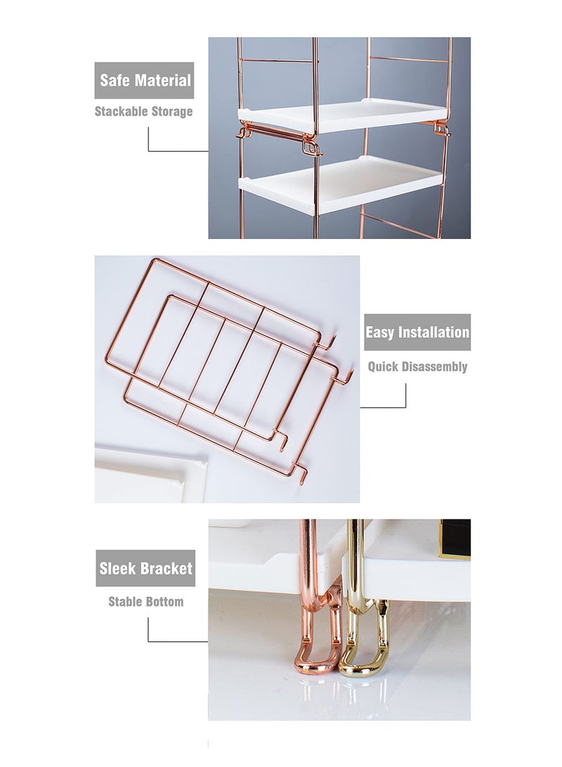 Captaintech Bathroom Countertop Organizer, 2-tier Bathroom Organizer Counter Organizer and Storage Shelf Vanity Storage Tray Skincare Organizer (Gold, White) - Image 5