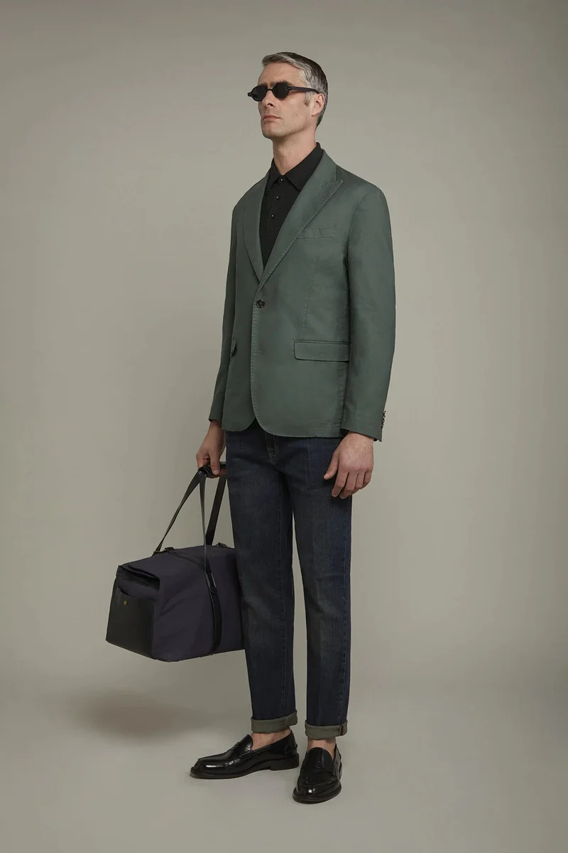 Doppelganger  Men's single-breasted unlined linen and - LT Green for Men | Best Price UAE