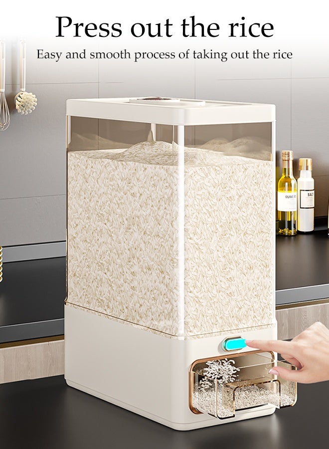 DUNISO Rice Dispenser, 10KG Rice Containers Storage, Sealed Moisture Proof Rice Bucket, Large Grain Flour, Soybean Container Storage for Kitchen, Pantry, Household - Image 3