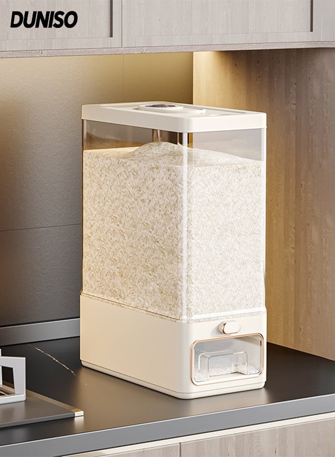 DUNISO Rice Dispenser, 10KG Rice Containers Storage, Sealed Moisture Proof Rice Bucket, Large Grain Flour, Soybean Container Storage for Kitchen, Pantry, Household - Image 1