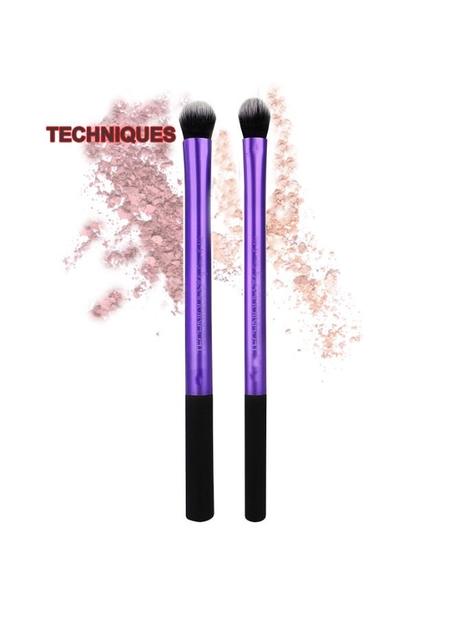 TECHNIQUES Eye Shade and Blend Set Makeup Brush Kit, 2 Count - (Packaging and Handle Color May Vary) - Image 1
