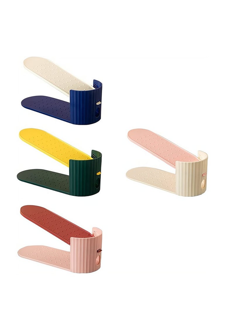 سيوسي 4 قطعة منظم فتحات الأحذية منظم مكدس أحذية قابل للتعديل موفر للمساحة بطابقين حامل أرفف للأحذية قابل للفصل رف تخزين للأحذية لتنظيم خزانة - Image 1