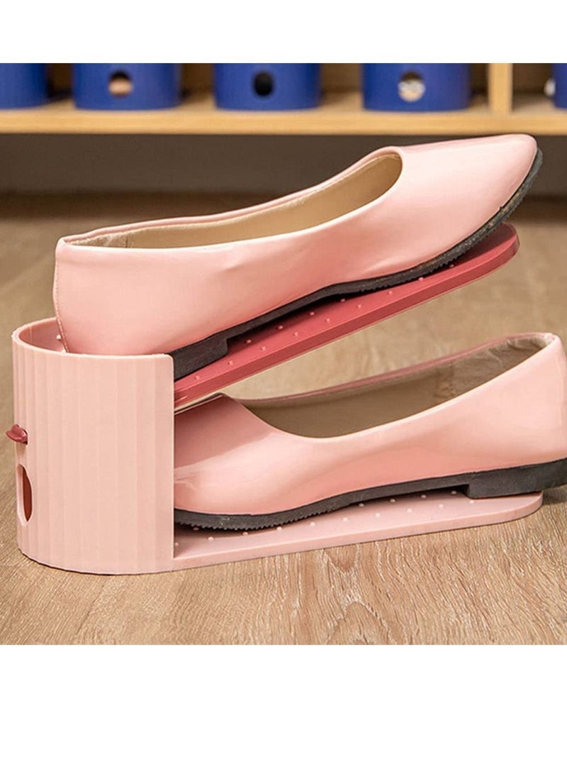 سيوسي 4 قطعة منظم فتحات الأحذية منظم مكدس أحذية قابل للتعديل موفر للمساحة بطابقين حامل أرفف للأحذية قابل للفصل رف تخزين للأحذية لتنظيم خزانة - Image 2