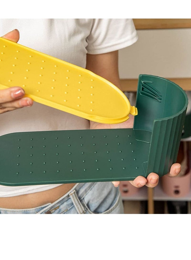 سيوسي 4 قطعة منظم فتحات الأحذية منظم مكدس أحذية قابل للتعديل موفر للمساحة بطابقين حامل أرفف للأحذية قابل للفصل رف تخزين للأحذية لتنظيم خزانة - Image 4