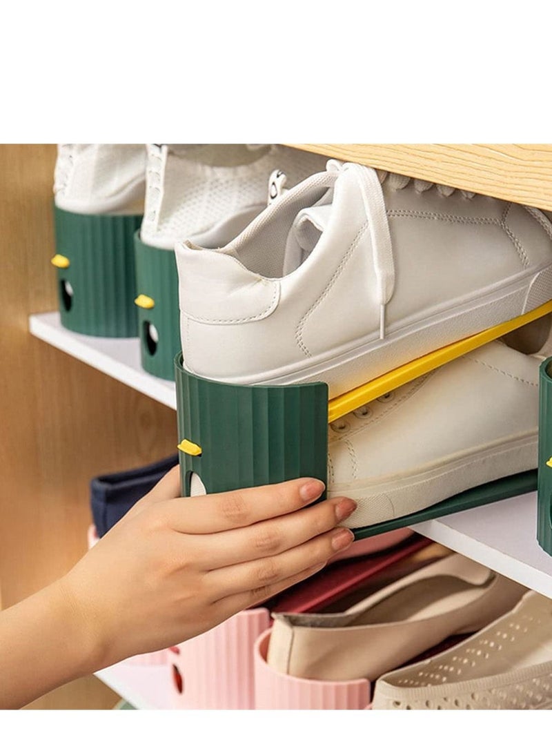 سيوسي 4 قطعة منظم فتحات الأحذية منظم مكدس أحذية قابل للتعديل موفر للمساحة بطابقين حامل أرفف للأحذية قابل للفصل رف تخزين للأحذية لتنظيم خزانة - Image 3