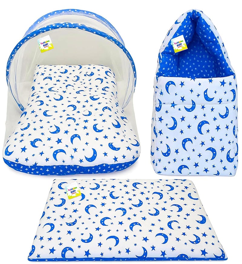 Toddylon Flat Bed Baby Bed New Born Baby Bedding Set | Mosquito Net | Carry Bag | Mattress | Carry Bag | Essentials Combo | Cotton | Infants | Baby Boys & Baby Girls | Beds (0-6 Months) (3PCS Set) - Image 1