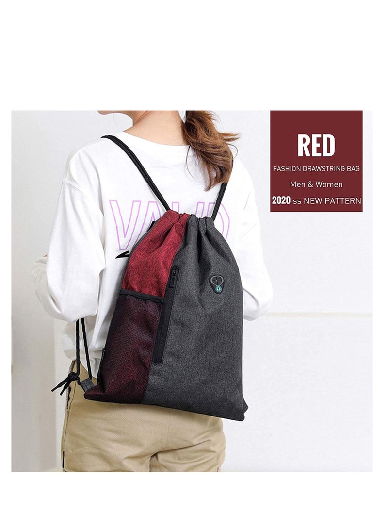 Excefore Drawstring Sackpack Bag, Gymsack Bag with Pocket Gym Sports Bag Outdoor Exercise Running Swimming Backpack Unisex  - Image 3