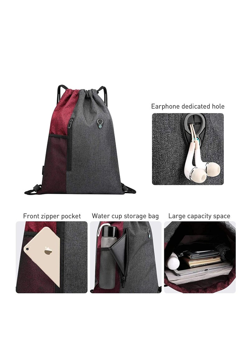 Excefore - Drawstring Sackpack Bag, Gymsack Bag with Pocket Gym Sports Bag Outdoor Exercise Running Swimming Backpack Unisex - Image 1