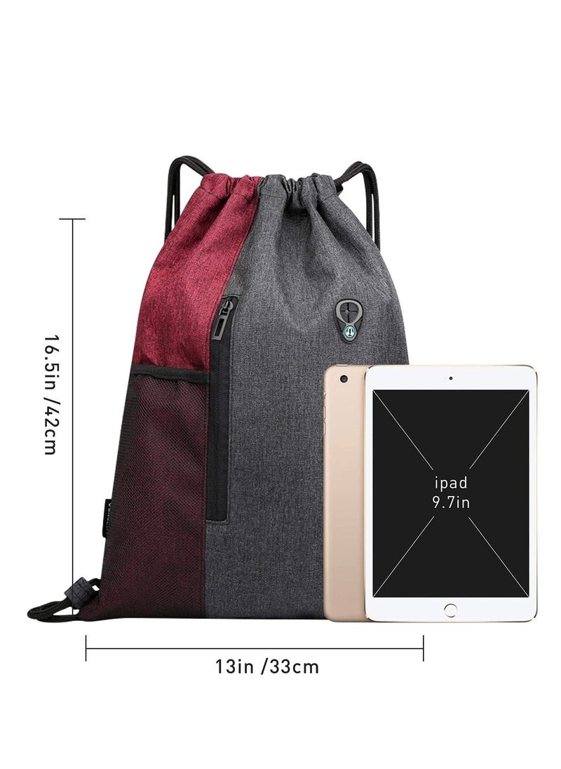Excefore - Drawstring Sackpack Bag, Gymsack Bag with Pocket Gym Sports Bag Outdoor Exercise Running Swimming Backpack Unisex - Image 1