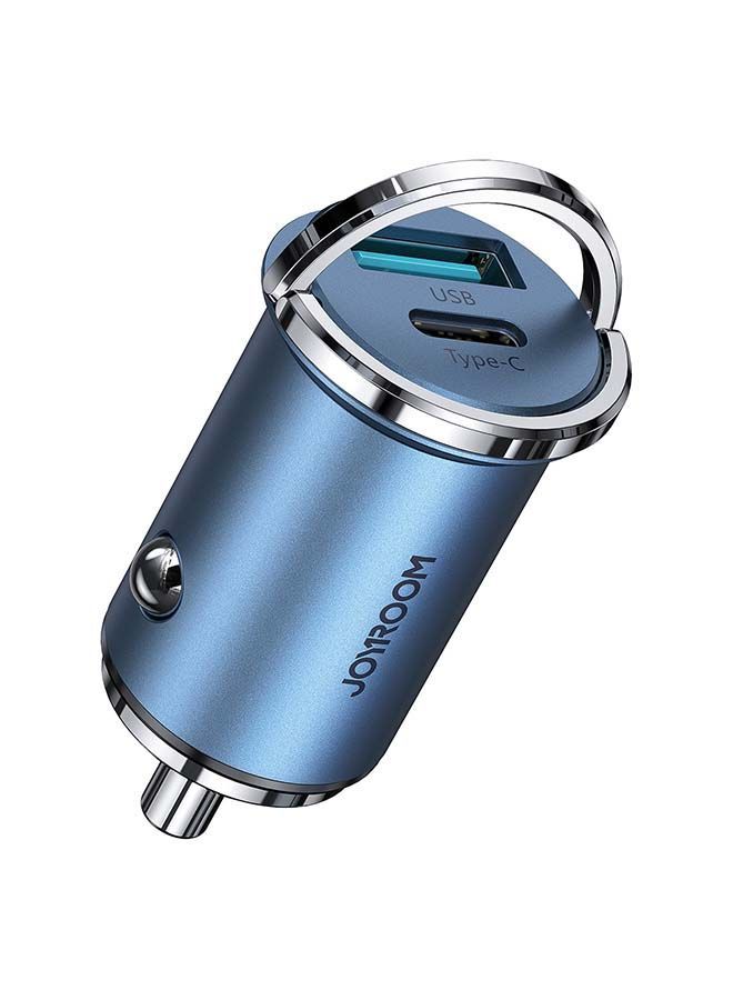 NIBEMINENT 45W Ring Design Dual Port Mini Fast Charger Blue With iPhone Cable Combo offer Blue/Black  - Image 3