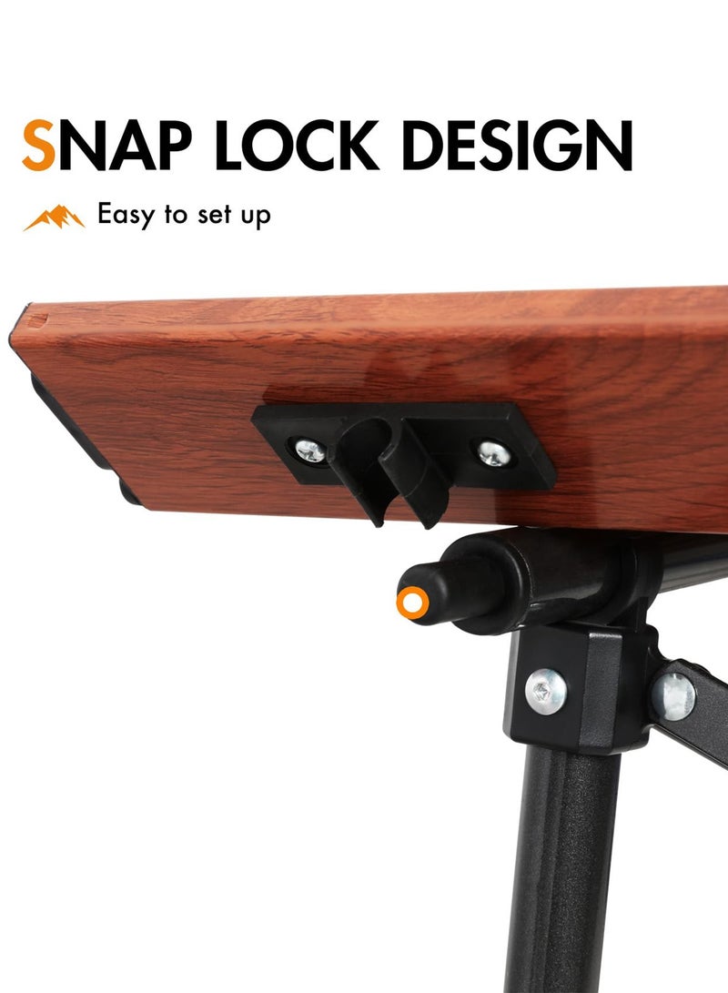 تايمي طاولة قابلة للطي، طاولة محمولة من الألومنيوم بإرتفاع قابل للتعديل وحقيبة حمل للأستخدام في الهواء الطلق للتخييم والنزهات والشواء والشاطئ والحديقة، لون بني - 80x55x120 سم - Image 5