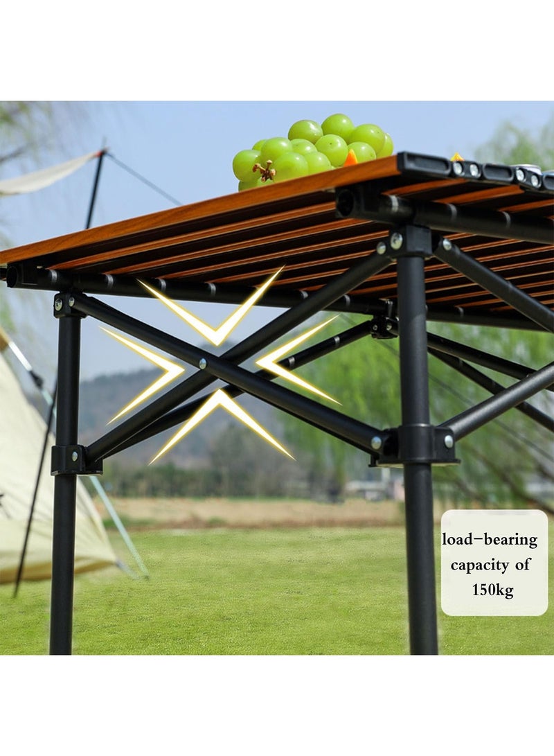 تايمي طاولة قابلة للطي، طاولة محمولة من الألومنيوم بإرتفاع قابل للتعديل وحقيبة حمل للأستخدام في الهواء الطلق للتخييم والنزهات والشواء والشاطئ والحديقة، لون بني - 80x55x120 سم - Image 4