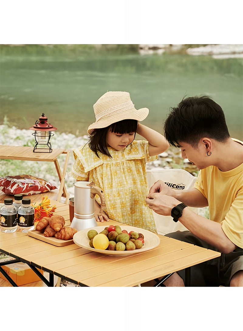 تايمي طاولة قابلة للطي، طاولة محمولة من الألومنيوم بإرتفاع قابل للتعديل وحقيبة حمل للأستخدام في الهواء الطلق للتخييم والنزهات والشواء والشاطئ والحديقة، لون بني - 80x55x120 سم - Image 2