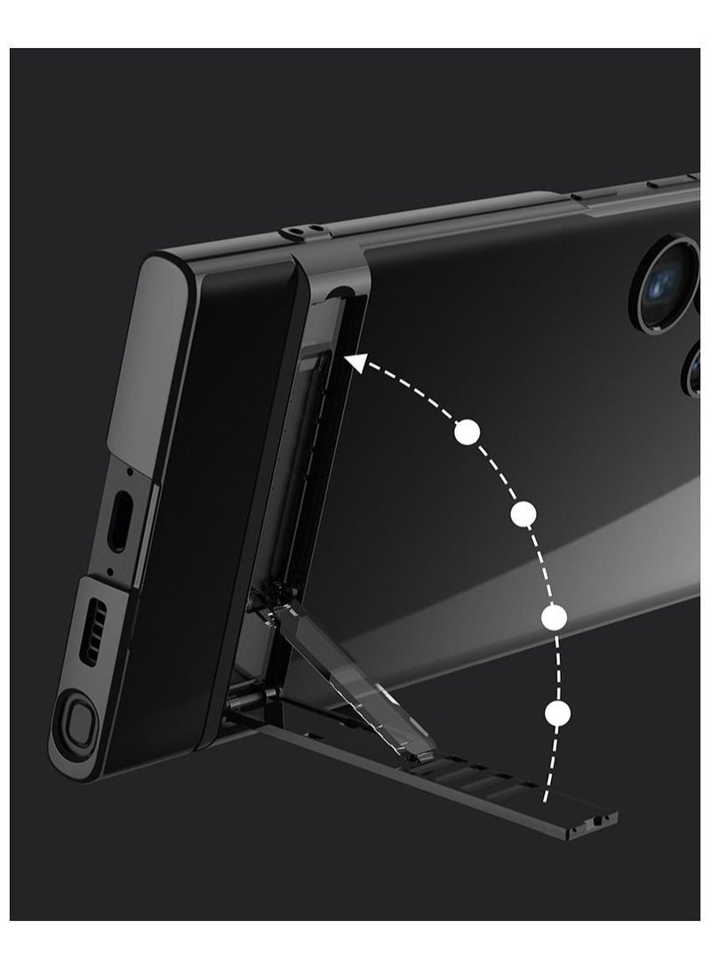 DUNISO Samsung Galaxy S23 Ultra Case, S23 Ultra Slim Stand Case, Galaxy S23 Ultra Case Supports Wireless Charging [Adjustable Stand, Anti-Drop, Anti-Fingerprint, All-Around Protection] Black - Image 3