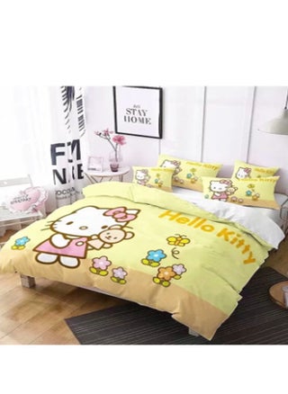 Cartoon Sanrio Hello Kitty pattern bedding three-piece set of soft microfiber polyester sheets including duvet cover and two pillowcases (size 150cmX200cm) - pzsku/ZC23444EDE68C10142309Z/45/_/1739944257/a54bff1a-74fb-4024-9505-1de2503b3aaa