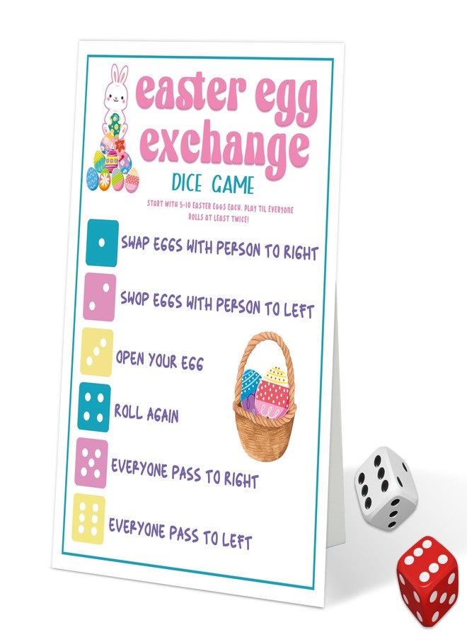 Xeqej Easter Egg Exchange Dice Game With 2 Dices, Roll A Dice Activity, Easter Egg Games, Easter Games for Family, Easter Party Activity, Fun Group Game for Family, Church, Classroom, Church, Work Party-2 - Image 2