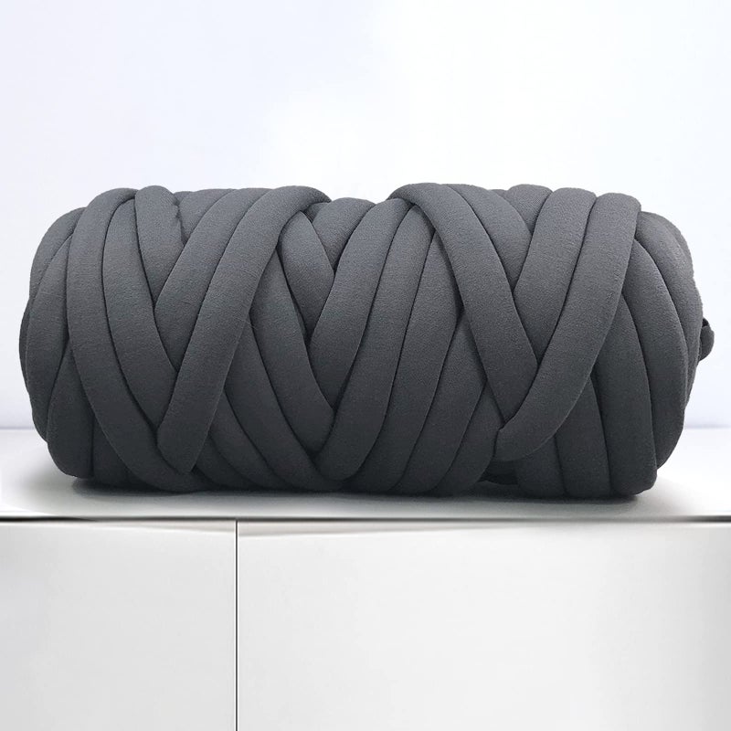 Arm Knitting Yarn for Chunky Braided Knot Throw Blanket DIY Soft Extra Cotton Washable Tube Bulky Giant Yarn for Weave Craft Crochet Dark Gray 22lb