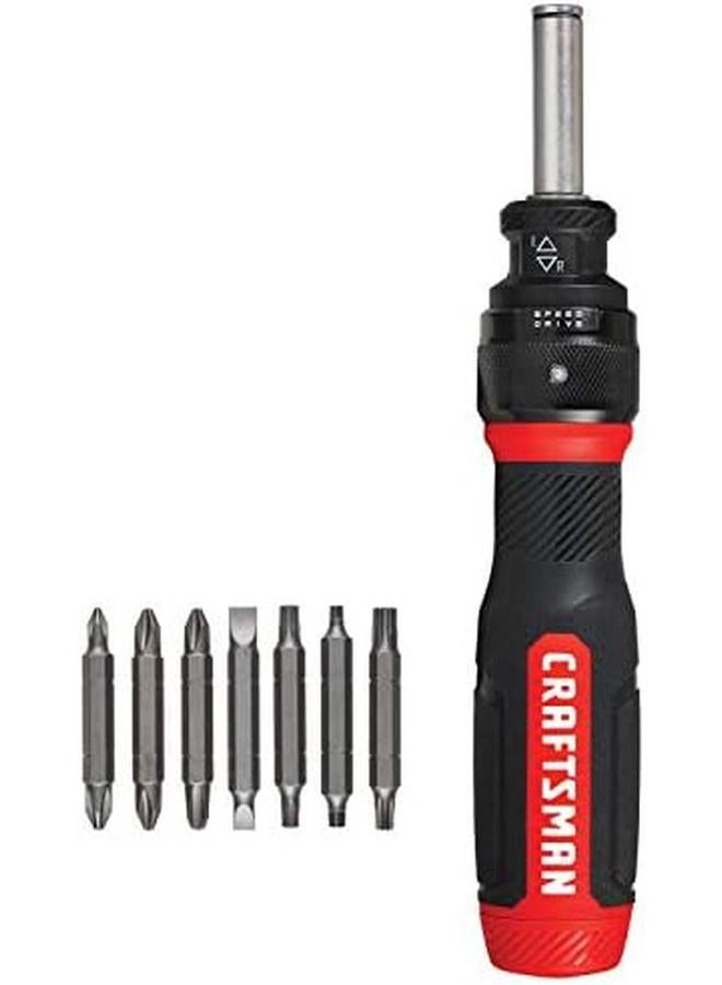 CRAFTSMAN Ratcheting Screwdriver Speeddrive 2” Double Ended Bits Included Handle Holds Up To 6 Bits Cmht68129 - Image 3