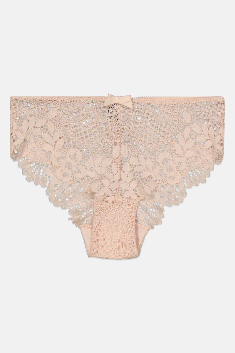 Etam Women Textured Pull On Shorty Panty, Blush  - Image 1