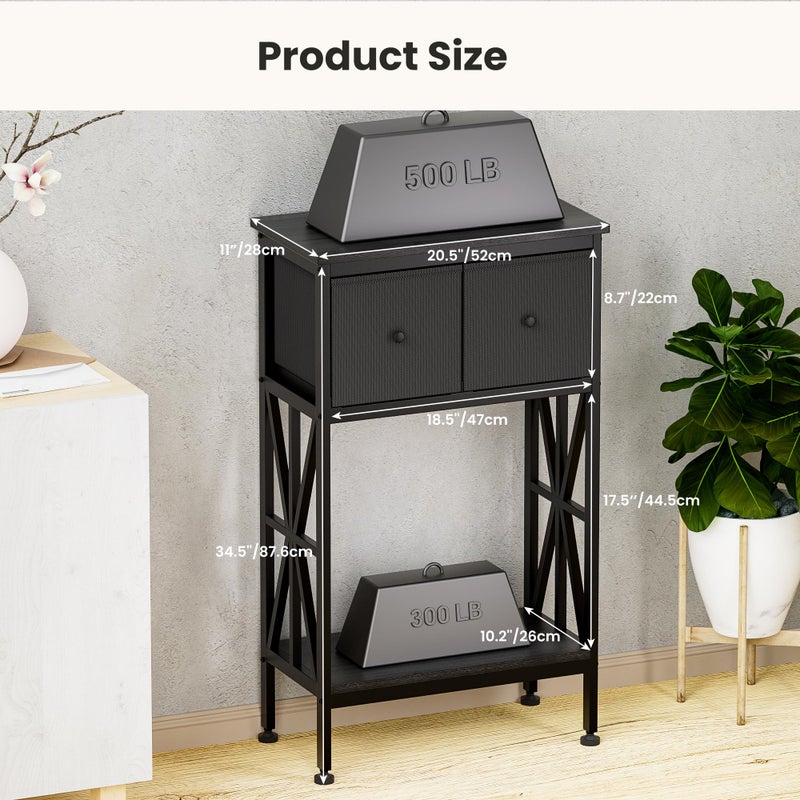 TRZZ 5-10 Gallon Fish Tank Stand, Heavy Duty Aquarium Stand with Dual-Tiered Cabinet, Accessory Storage Solution for Viewing Experience in Home & Office (20.47" L * 11.02" W), Black - Image 2