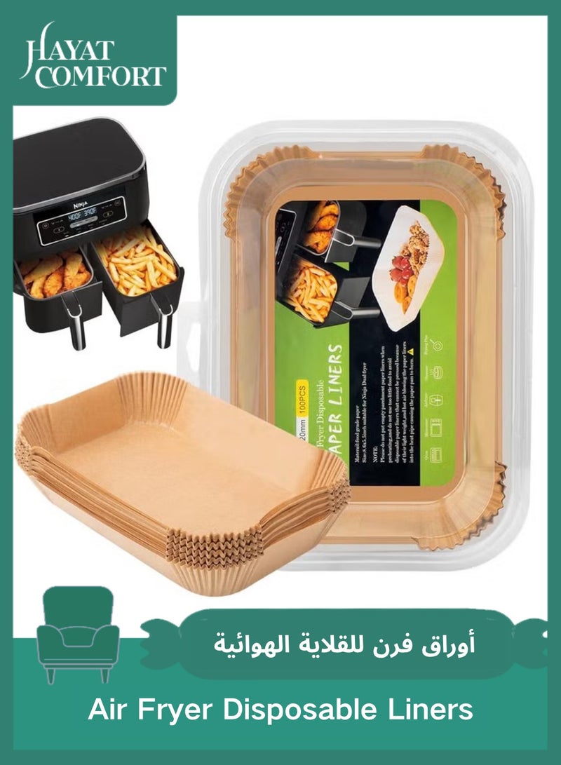 Hayat Comfort 100pcs Air Fryer Disposable Liners, Air Fryer Liners Rectangle, Air fryer Parchment Paper Liners, Air Fryer Accessories Baking Paper (22x14cm) - Image 1