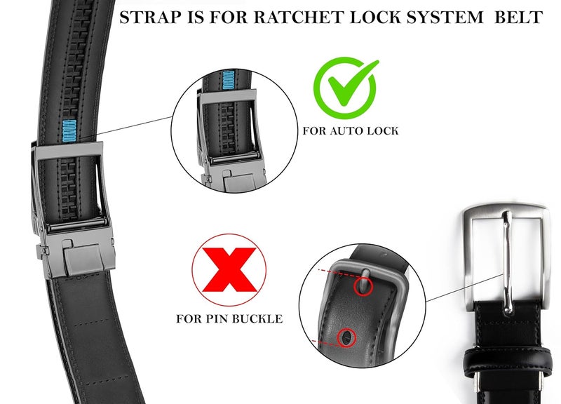 CONTACTS Belt Ratchet Buckle Strap Only – Waist Size Adjustable from 28" to 40" – Replacement Strap for Automatic Click Belts – No Buckle Included - Image 3
