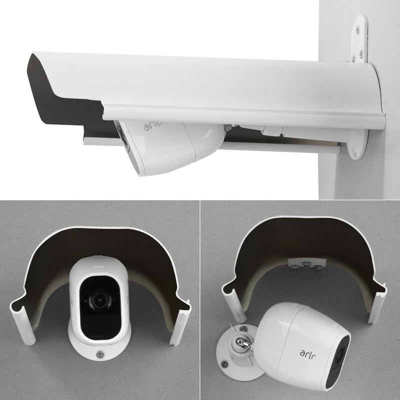 Uogw 2 Pack Sun Rain Shade Camera Cover Shield,Protective Roof for Outdoor Security Cameras for Blink,Eufy,Arlo,WyzeCam,Nest,Ring,SimpliSafe,Kasa,Aluminum Alloy Material-White - Image 5