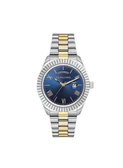 U.S. Polo Assn. Novelties Blue Dial Silver Stainless Steel Bracelet Analog Watch for Men 42mm
