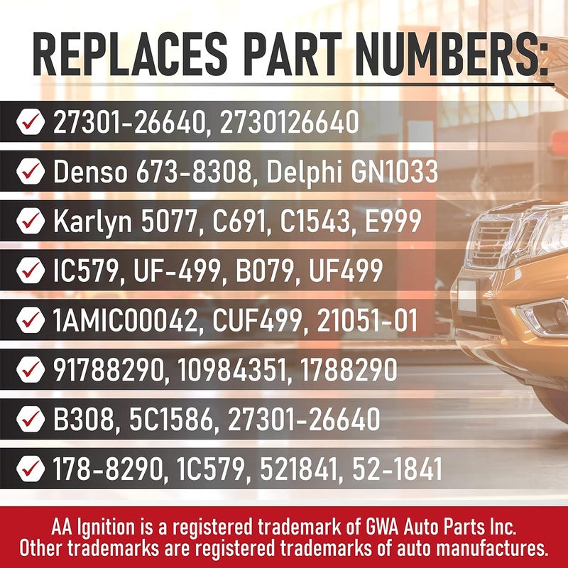 AA Ignition Ignition Coil Pack Set of 4 - Replaces 27301-26640 - Compatible with Hyundai Accent, Kia Rio, Rio5 (2006-2011) - Image 3