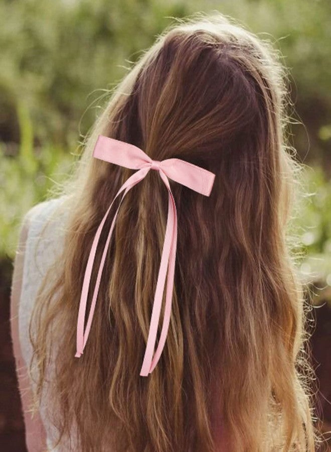 AWAYTR Silky Satin Hair Bow Clip, 3 Pack - Pink, Beige, Black (Long tail, Hair Accessory, Hair Securing, Women, All Ages, Hair Clip) - Image 5