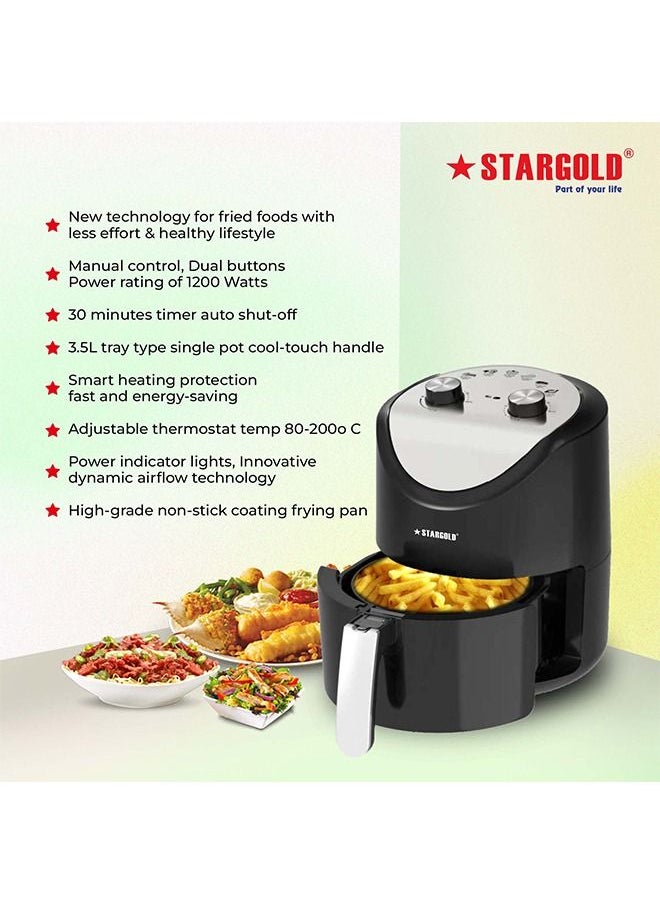 Stargold - 3.5 Liter Oil Free Air Fryer 1200W Rapid Air Technology Hot Air Circulation Temperature Control Timer Function Power Indicator Fryer - Image 1