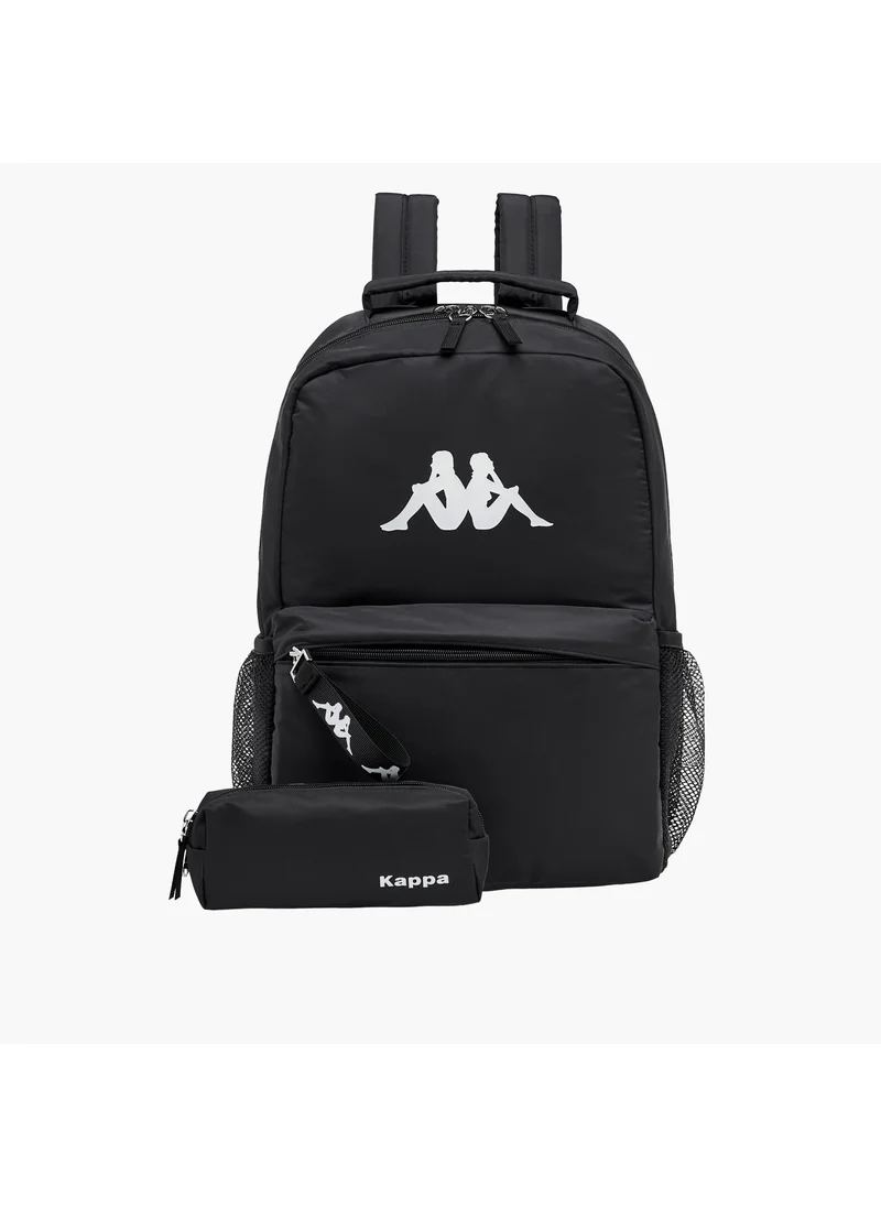 Kappa Kappa Logo Print Backpack with Adjustable Shoulder Straps and Pouch