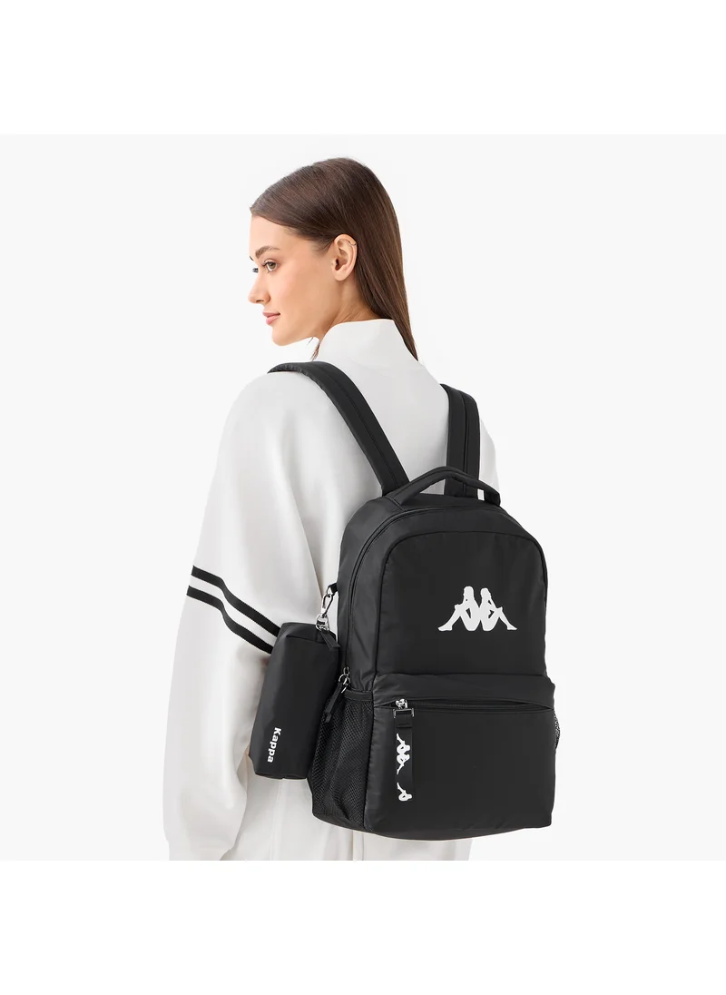 Kappa Kappa Logo Print Backpack with Adjustable Shoulder Straps and Pouch