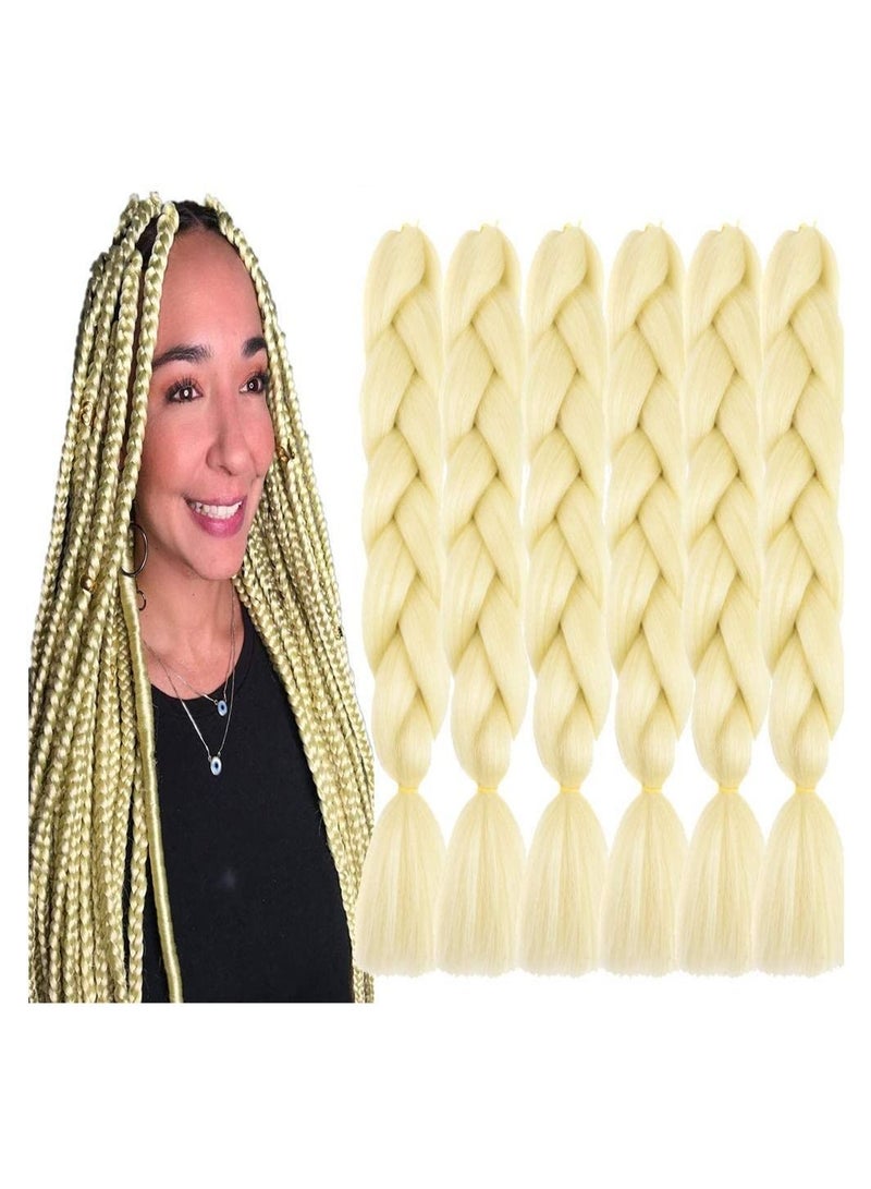 إستيل 6 عبوات وصلات شعر مضفرة جامبو من كانيكالون أومبير 24 بوصة درجة حرارة عالية من الألياف الاصطناعية لتمديد الشعر من أجل جدائل مربعة من ضفائر الكروشيه (بيج (613 #)) - Image 2