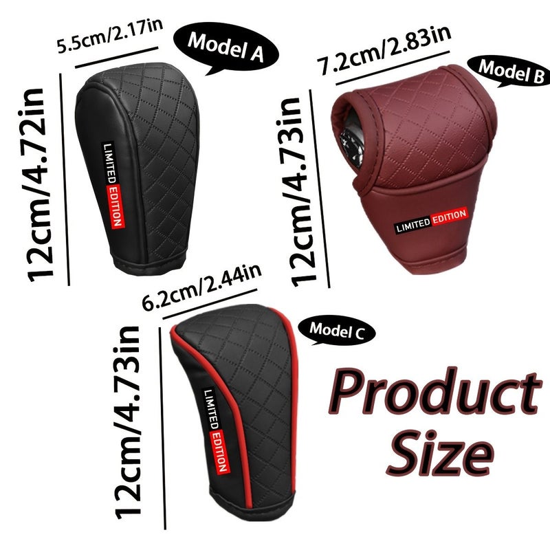 Faux Leather Car Gear Shift Knob Cover Black And Red Model C For Lexus Nissan Hyundai KIA - Image 2